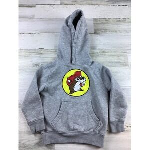 Buc-ee's Youth Hoodie Unisex YXS Gray Kangaroo Pocket Casual Sweatshirt Pullover